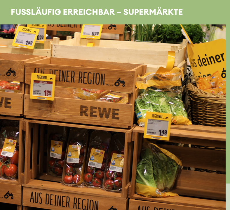Fußläufig erreichbar – Supermärkte